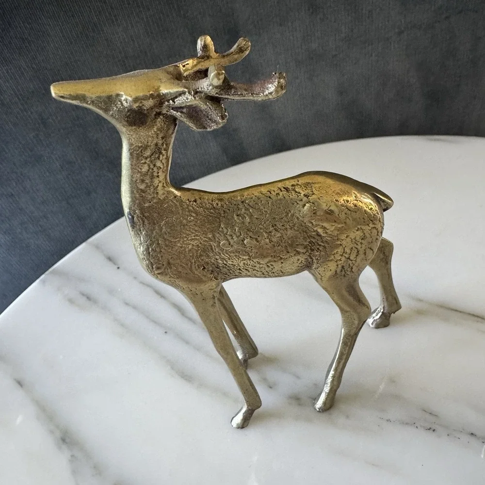 Vintage Solid Brass Deer Figurine